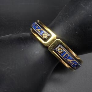 Michaela Frey Wille Egyptian Revival Bangle Bracelet Gold Tone Blue Colorful